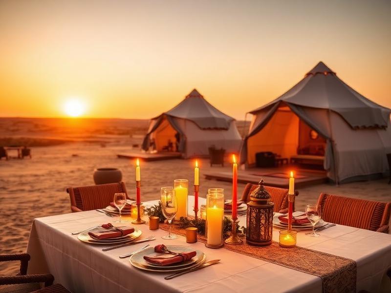 Luxury desert dinner setup at Agafay